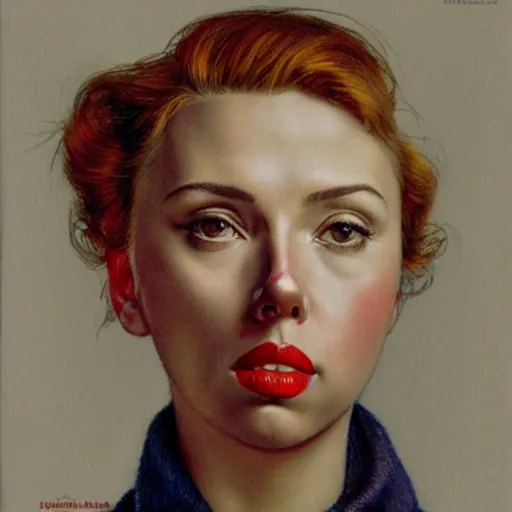 Prompt: portrait of scarlet johansson by norman rockwell