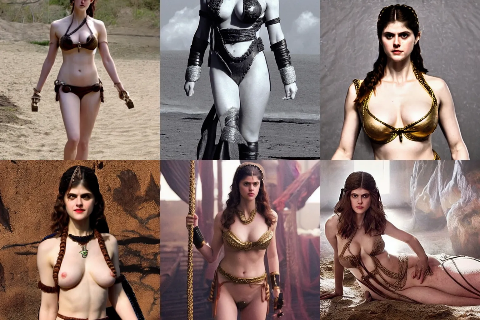 Prompt: Alexandra Daddario as slave leia