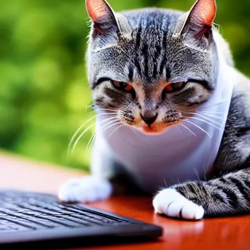 Image similar to photo of anthropomorphic cat trading stocks