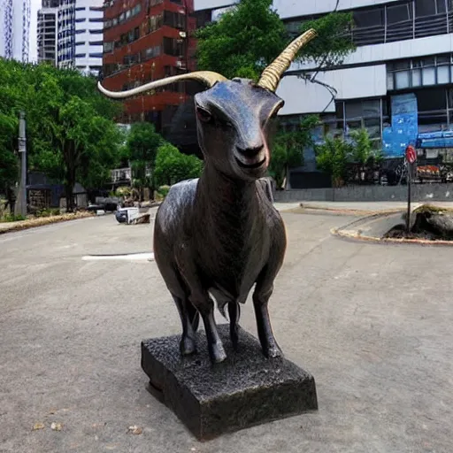 Image similar to goat statue, cyberpunk