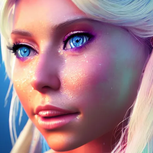 Image similar to alexa bliss as elsa, au naturel, hyper detailed, digital art, trending in artstation, cinematic lighting, studio quality, smooth render, unreal engine 5 rendered, octane rendered, art style by klimt and nixeu and ian sprigger and wlop and krenz cushart