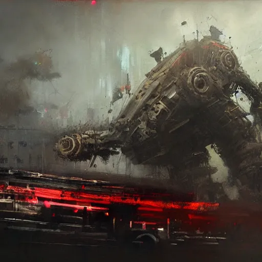 Image similar to mechangodzillq by jeremy mann