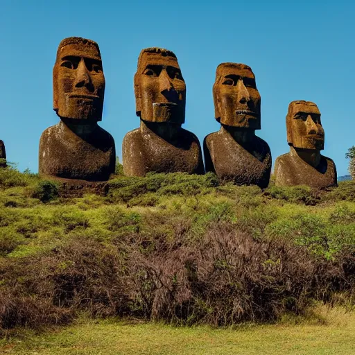 Image similar to a photo of moai