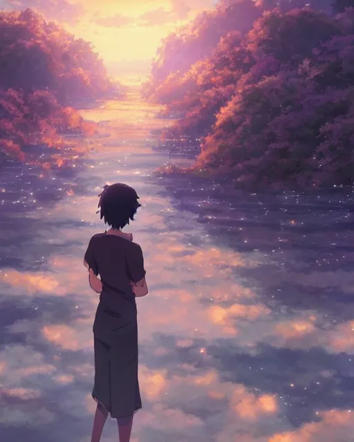 Image similar to makoto shinkai anime illustration of a woman entranced, portrait, bewitched, mesmerized, hypnotized