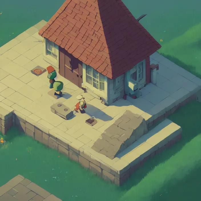 Image similar to isometric tile, a lovely cottage, plain background, cory loftis, james gilleard, atey ghailan, makoto shinkai, goro fujita, studio ghibli, exquisite lighting, clear focus, very coherent, soft painting