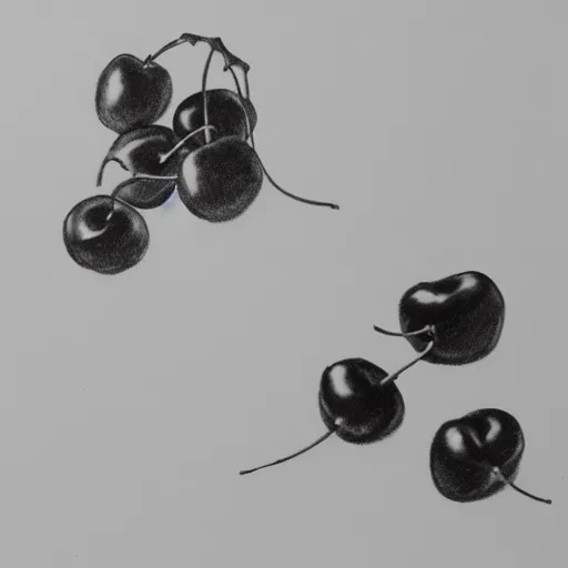 Image similar to artstation drawing render Few fresh cherries on a table