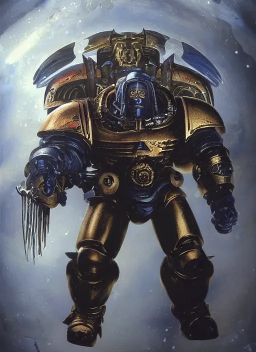 Prompt: metallic astartes horus heresy space marine physically accurate, moody dynamic lighting, very very intricate, very very elegant, highly detailed, digital painting, artstation, HR GIGER, Hieronymus Bosch, Francis Bacon, concept art, smooth, very beautiful, sharp focus, illustration, art by artgerm and greg rutkowski and alphonse mucha