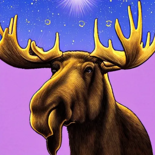 Image similar to i'm a metta ( meditation ) moose. i want to bring flourishing to the stars