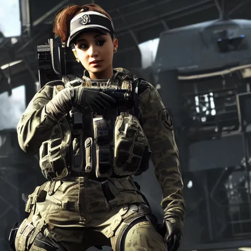 Image similar to Ariana Grande in Call of Duty, 4k