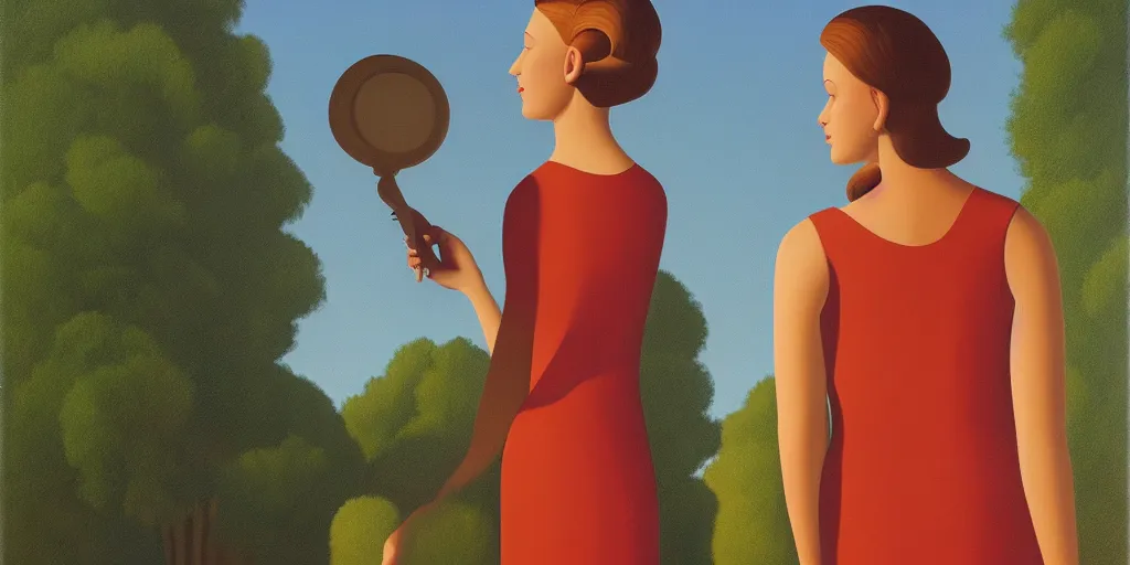Prompt: tall lady in a dress, summer evening, kenton nelson