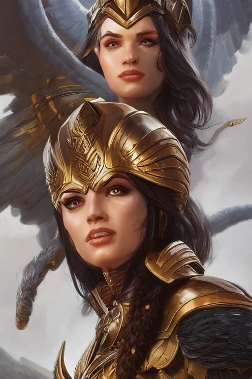 Image similar to amazon valkyrie athena, d & d, fantasy, portrait, highly detailed, headshot, digital painting, trending on artstation, concept art, sharp focus, illustration, art by artgerm and greg rutkowski and magali villeneuve