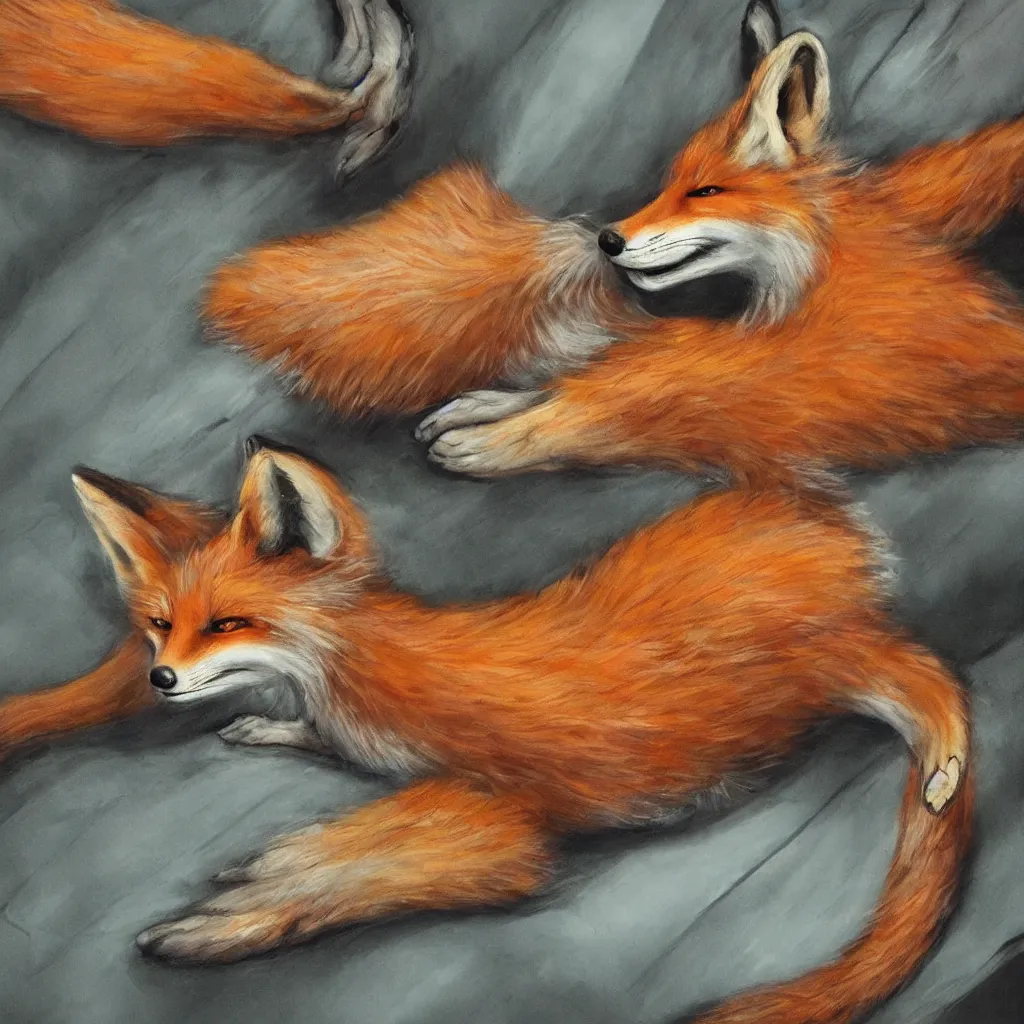 Image similar to anthropomorphic fox lounging in a futuristic hotel, anthro, furry, painting