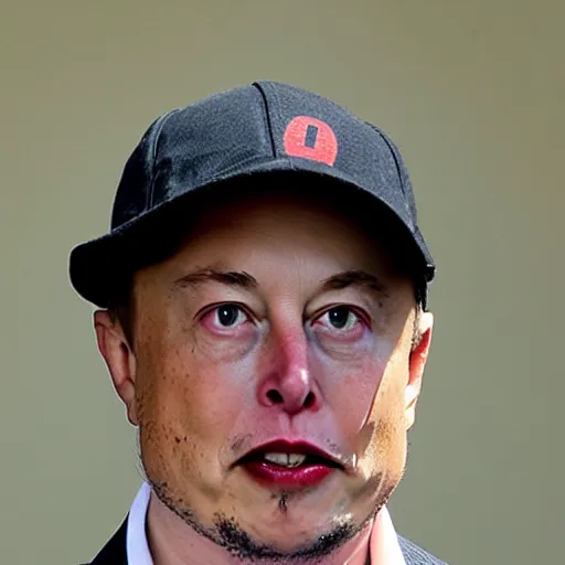 Image similar to Elon Musk wearing a hat made of watermelon, dslr photo