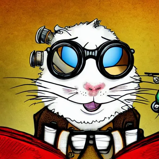 Prompt: a rat with steampunk googles, by Allie brosh