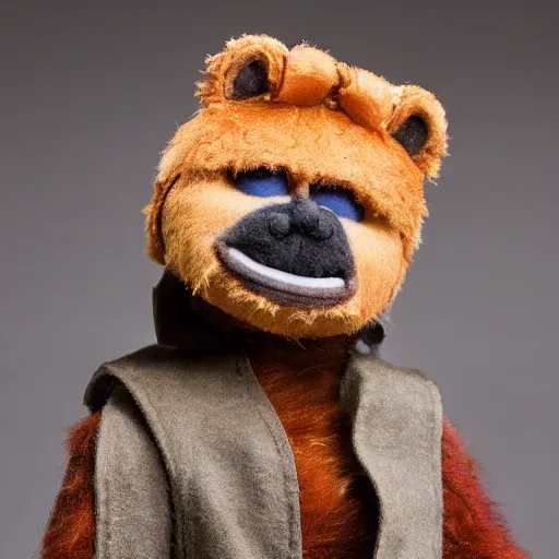 Image similar to ewok as a muppet. highly detailed felt. hyper real photo. 4 k.