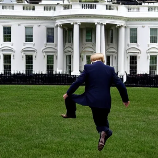 Image similar to trump jumping biden on the white house lawn