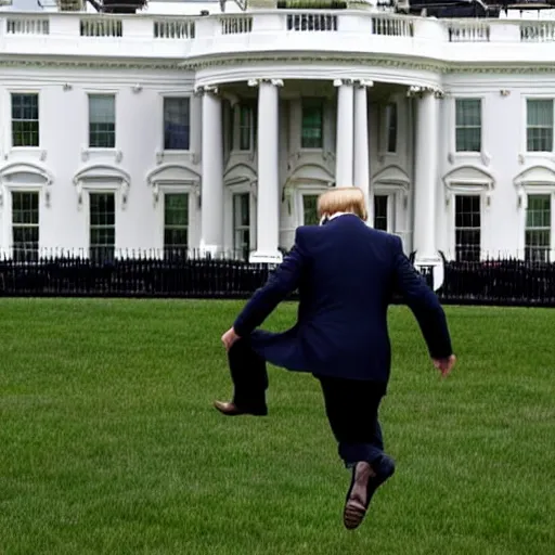 Prompt: trump jumping biden on the white house lawn