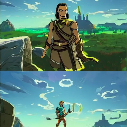 Prompt: Marvel\'s Loki in The Legend of Zelda Breath of the Wild