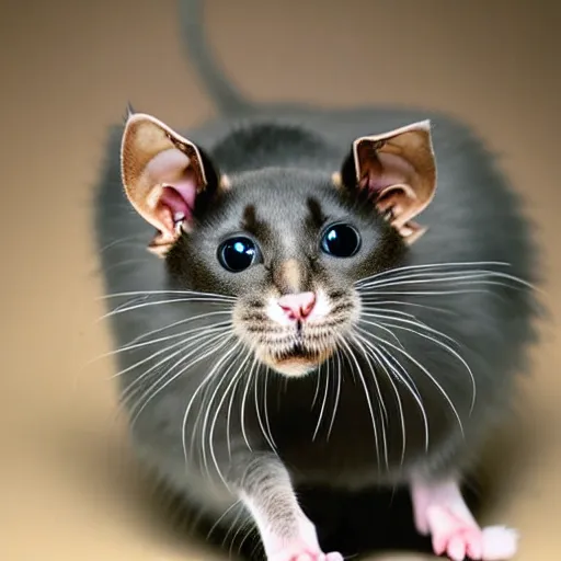 Prompt: a feline rat - cat - hybrid. animal photography,