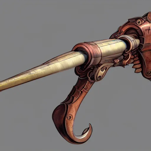 Image similar to a boomerang with magical gun barrels on both ends, science fantasy, concept art, realism,