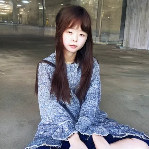 Image similar to a cute young korean girl with messy hair