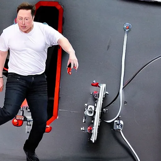 Prompt: Elon Musk swings a yo-yo