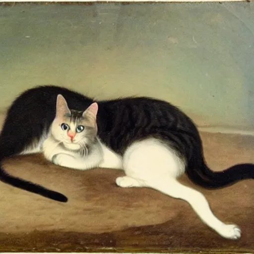 Prompt: a 1 8 0 0 s painting of a witches cat