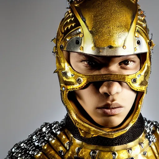 Image similar to a portrait of a beautiful young male wearing an alexander mcqueen armor made of mercury , photographed by andrew thomas huang, artistic