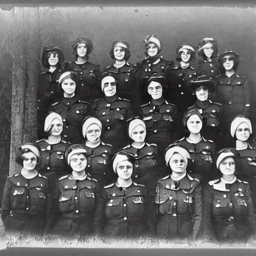 Prompt: members of the women's police service. photographed in england, 1 9 1 6