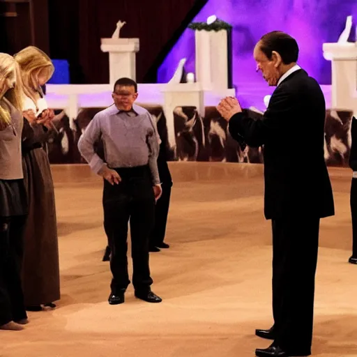 Image similar to kenneth copeland praying to satan in a witch circle