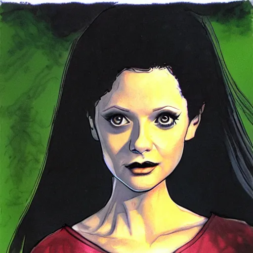 Image similar to buffy the vampire slayer as fran fine, concept art, sharp focus, illustration in pen an ink