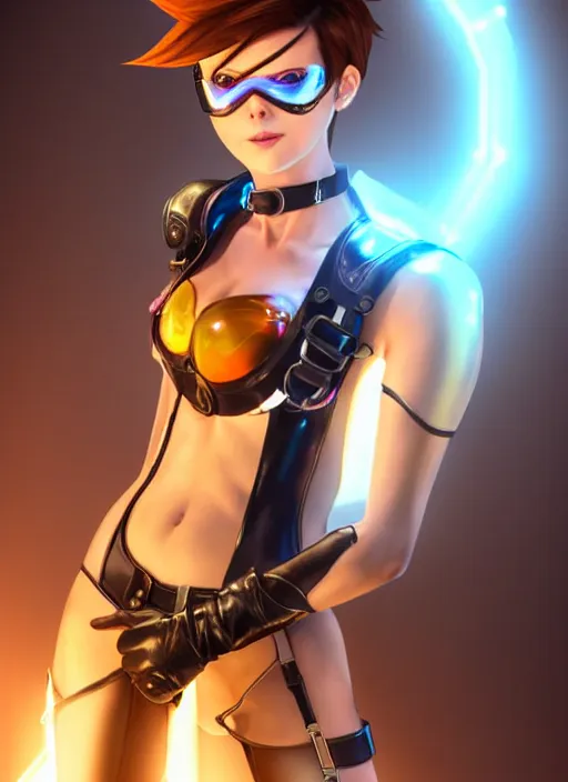 first-cobra23: Tracer from Overwatch wearing latex clothing, hyper