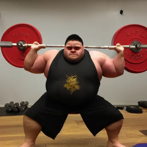 Prompt: the bloat lord kyriakos gym powerlifter fatman greek