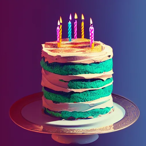 Prompt: “a multilayer birthday cake by Beeple”