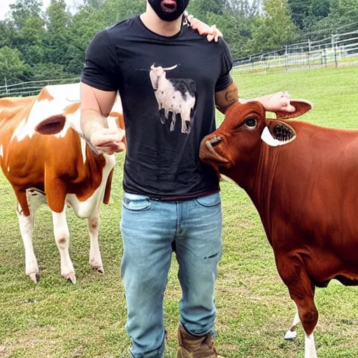 Image similar to a photo of drake with a cow