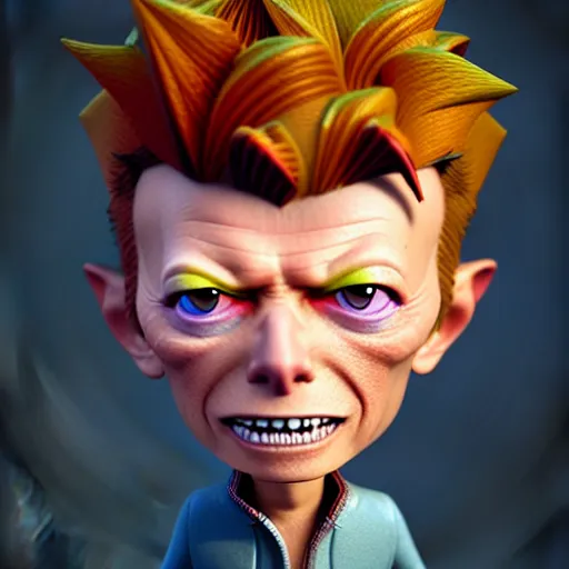 Prompt: an epic chibi comic book style portrait painting of david bowie, character design by mark ryden and pixar and hayao miyazaki, unreal 5, daz, hyperrealistic, octane render, cosplay, rpg portrait, dynamic lighting, intricate detail, harvest fall vibrancy, cinematic