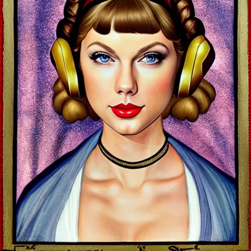 Image similar to taylor swift as princess leia, portrait by sandro botticelli