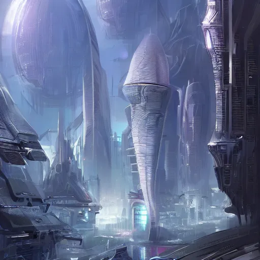 Prompt: futuristic city under alien invasion, concept art, trending artstation