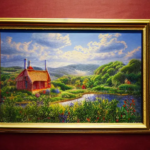 Image similar to dreamscape little countryside landscape colored pencil, highly detailed, highly accurate, deep aesthetic, 8 k, highly ornate intricate details, cinematic lighting, rich colors, ray tracing, hyperrealistic, photorealistic, cinematic landscape, trending on artstation,