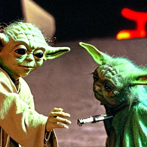 Image similar to yoda performing at woodstock