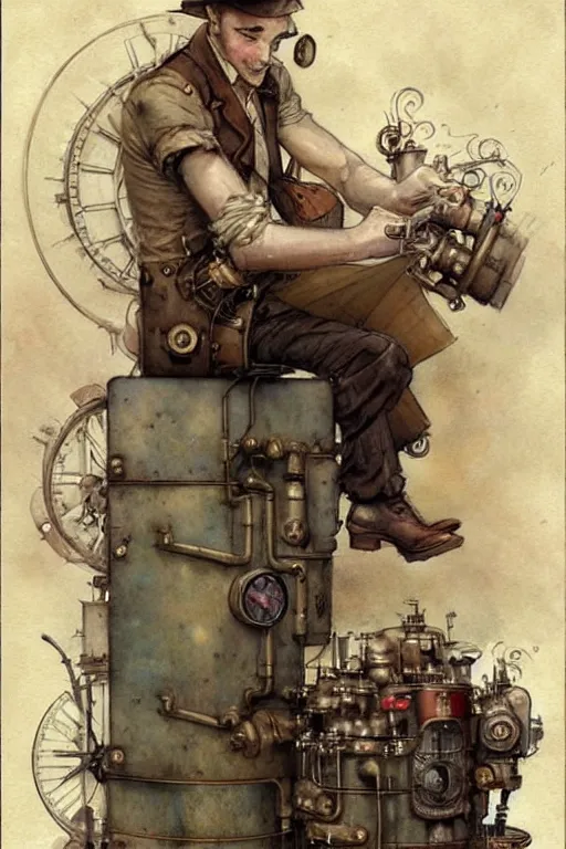 Prompt: (((((1950s steampunk cover art . muted colors.))))) by Jean-Baptiste Monge !!!!!!!!!!!!!!!!!!!!!!!!!!!