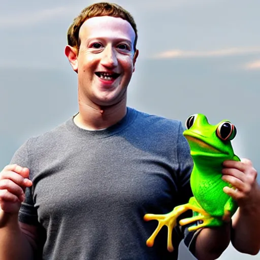 Image similar to mark zuckerberg holding a frog