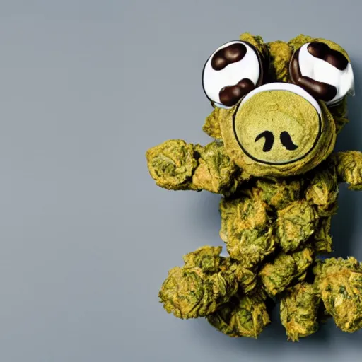 Image similar to cookie monsta plush made of weed buds eating a cookie photography portrait stylised jonathan zawada lit from multiple angles soft