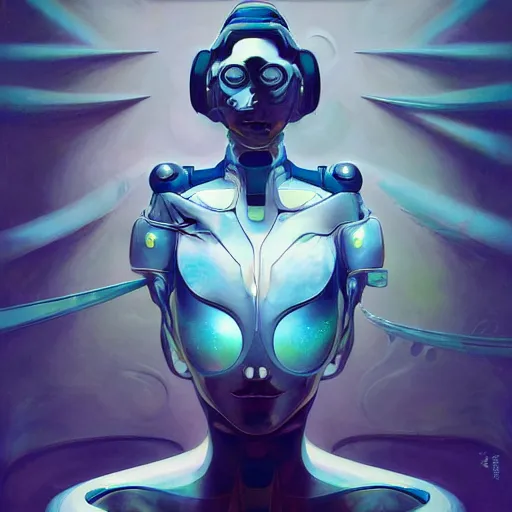 Image similar to scifi futurism automaton minimalism chrome by peter mohrbacher art Hajime Sorayama airbrush hyperrealism model abstract shatter fragments cubism futurism pastel blue soft flat minimal minimalism portrait face jackson pollock ukiyo-e lithograph mark ruthko swirl escape noise shimmer glow paint