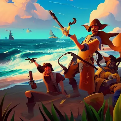 Image similar to painting treasure on sea of thieves game smooth median photoshop filter cutout vector, behance hd by jesper ejsing, by rhads, makoto shinkai and lois van baarle, ilya kuvshinov, rossdraws global illumination