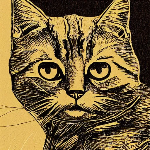 Image similar to cat woodcut print by Samuel Jessurun de Mesquita