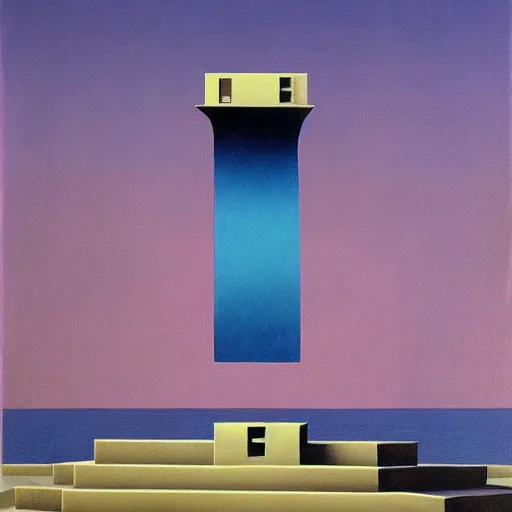 Prompt: synchronicity architecture illustration detailed surrealism rene magritte