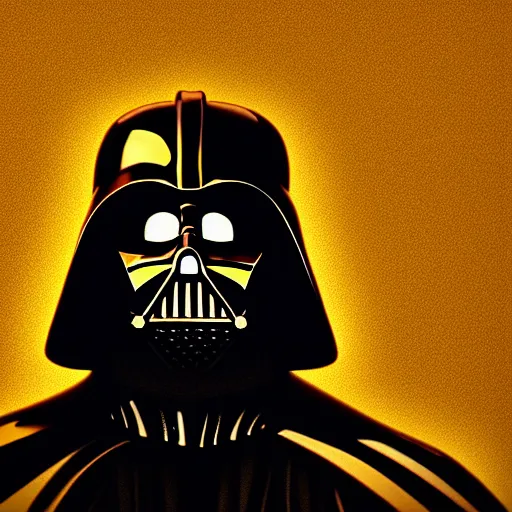 Prompt: golden colored darth vader, photograph, 4k, trending on artstation