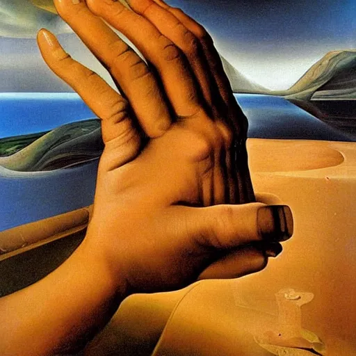 Image similar to the hand of god by dali