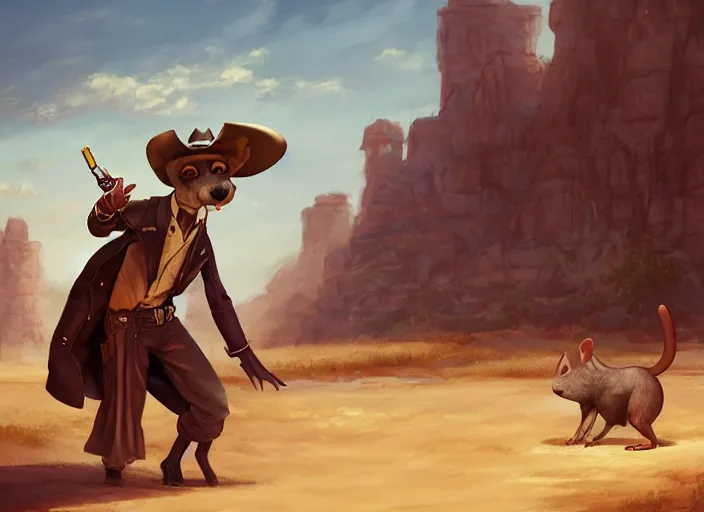 Image similar to character portrait feature of the anthro male anthropomorphic rat fursona wearing cowboy outfit wild west desperado standing next to an old monte carlo vintage car, character design stylized by charlie bowater, ross tran, artgerm, makoto shinkai, detailed, soft lighting, rendered in octane